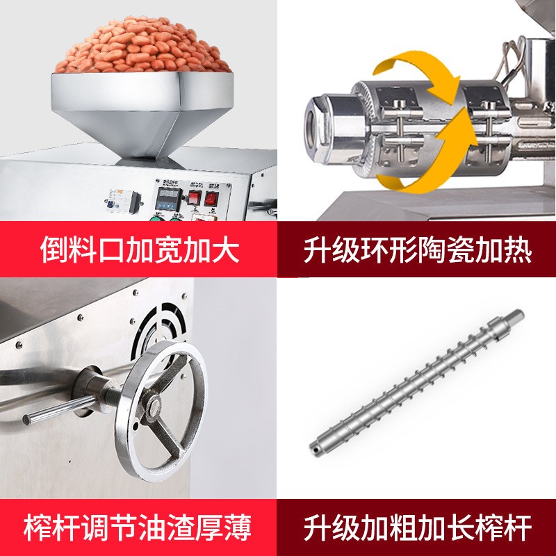 YG60花生菜籽压榨机 全自动商用榨油机 不锈钢智能控温螺旋榨油机图3