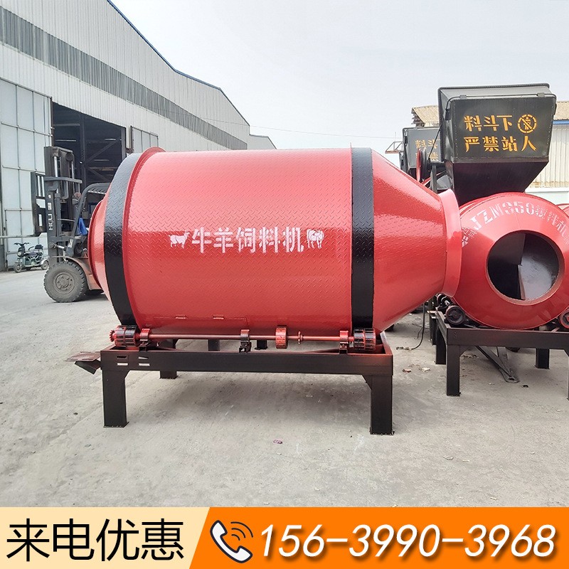 厂家热销大型卧式滚筒饲料牛羊草料混合罐干湿牧草混合自动搅拌罐图2