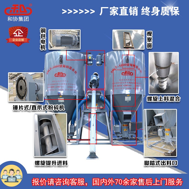双胞胎机器饲料机和协机械粉碎搅拌一体机立式搅拌机和协厂家供应图3