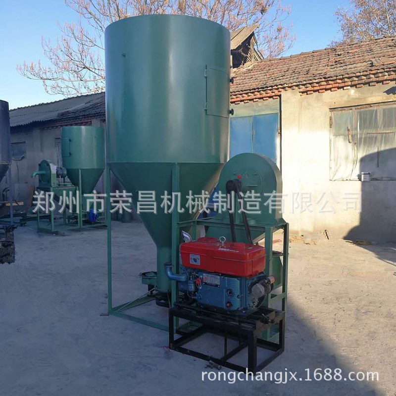 柴油机带动鸡饲料粉碎搅拌一体机 猪饲料粉碎搅拌机图2