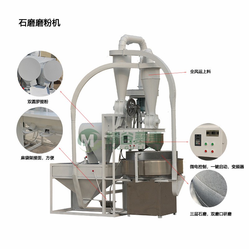 全自动三层磨盘石磨面粉机时产400斤图3