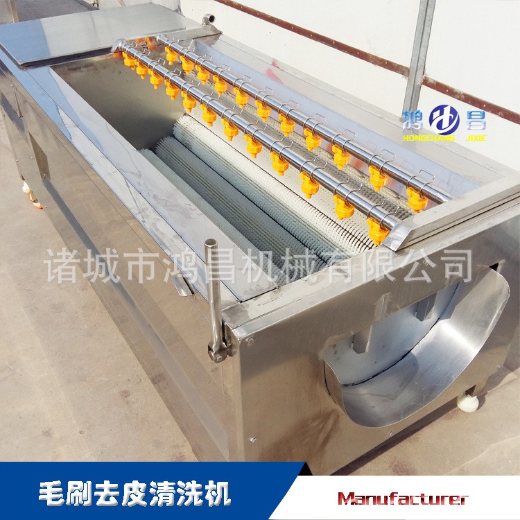 毛刷不锈钢去皮清洗机 山药去泥清洗机 滚筒式去皮清洗设备厂家图2