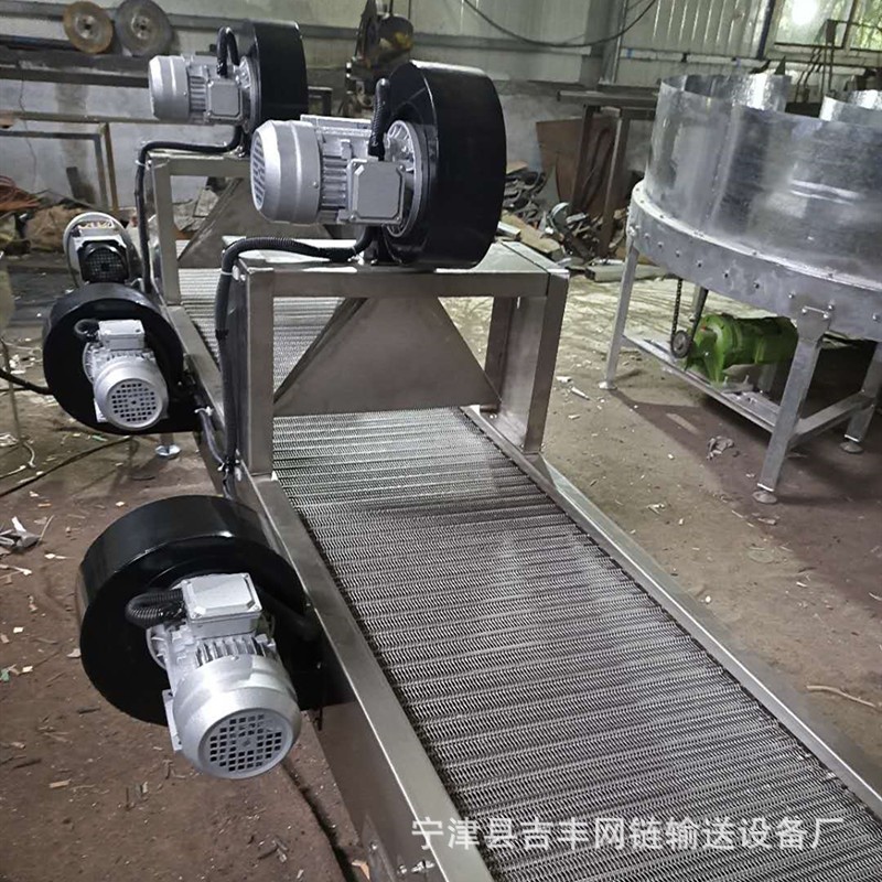 定制不锈钢冷却网链输送机 轴流风机风干机 食品降温输送机图3