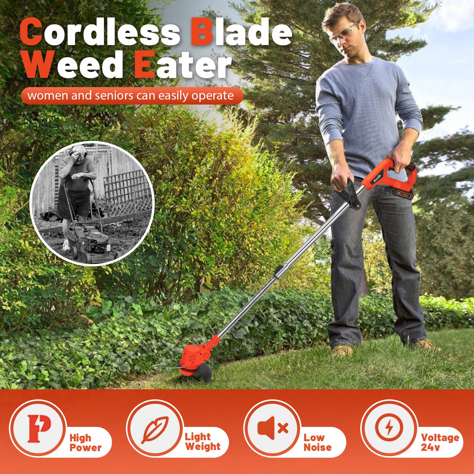 电动割草机除草机多功能小型手持家用便携园林草坪机锂电打草机