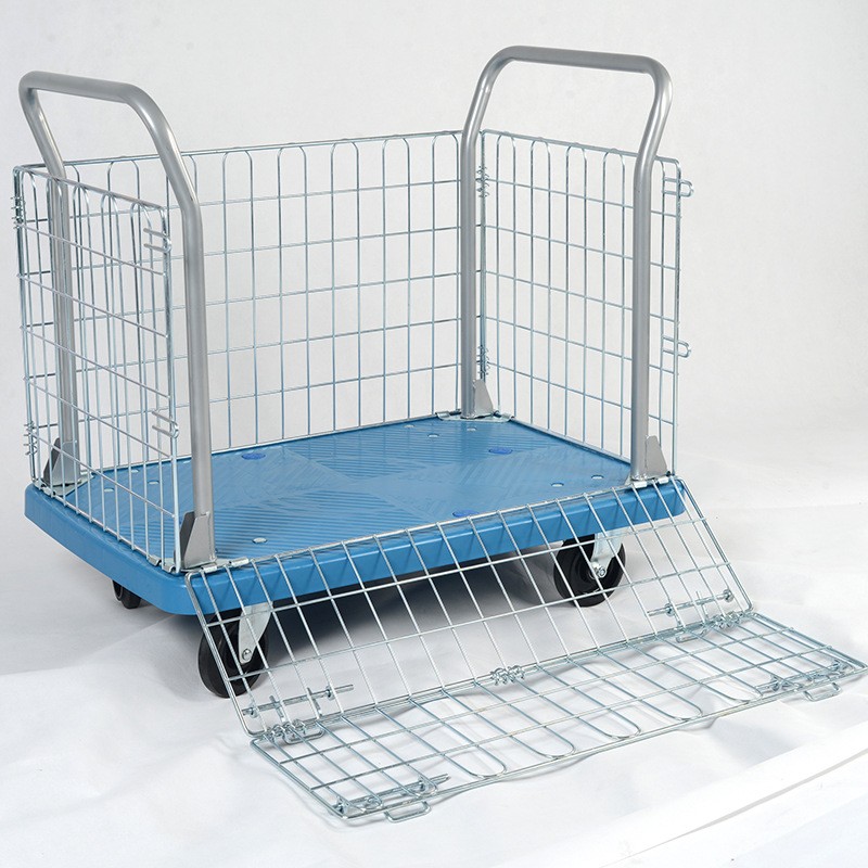 网架推车带围栏网架车静音手推车围网车平板拖车推车围栏围网推车图2