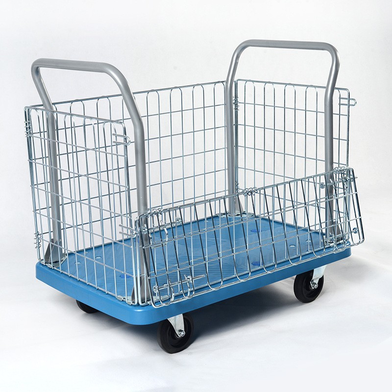 网架推车带围栏网架车静音手推车围网车平板拖车推车围栏围网推车图3