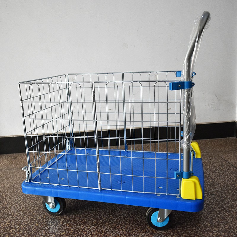 围栏手推车搬运车网格车小推车平板车静音折叠手推车围网车护栏车图3