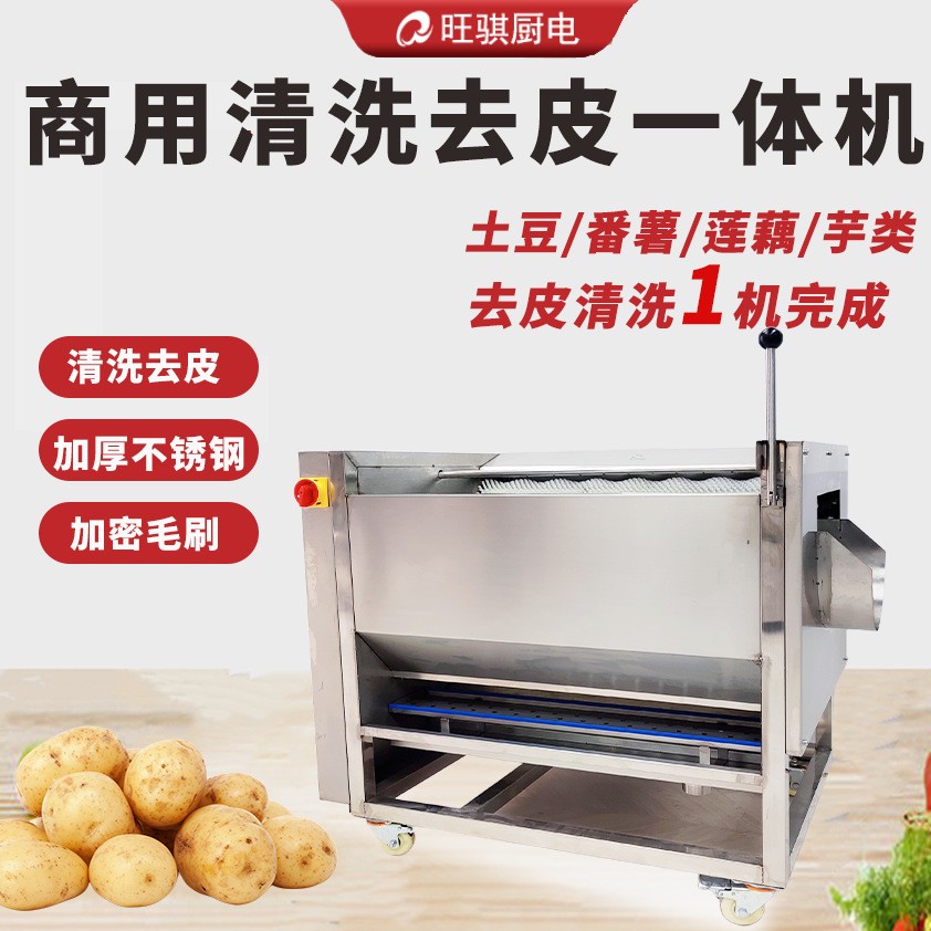 猎鹰毛刷脱皮清洗机土豆全自动姜芋头莲藕萝卜生蚝猪蹄毛棍去皮机