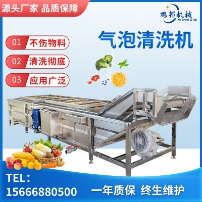 全自动果蔬喷淋清洗机 不锈钢中央厨房大型洗菜机 商用气泡清洗机