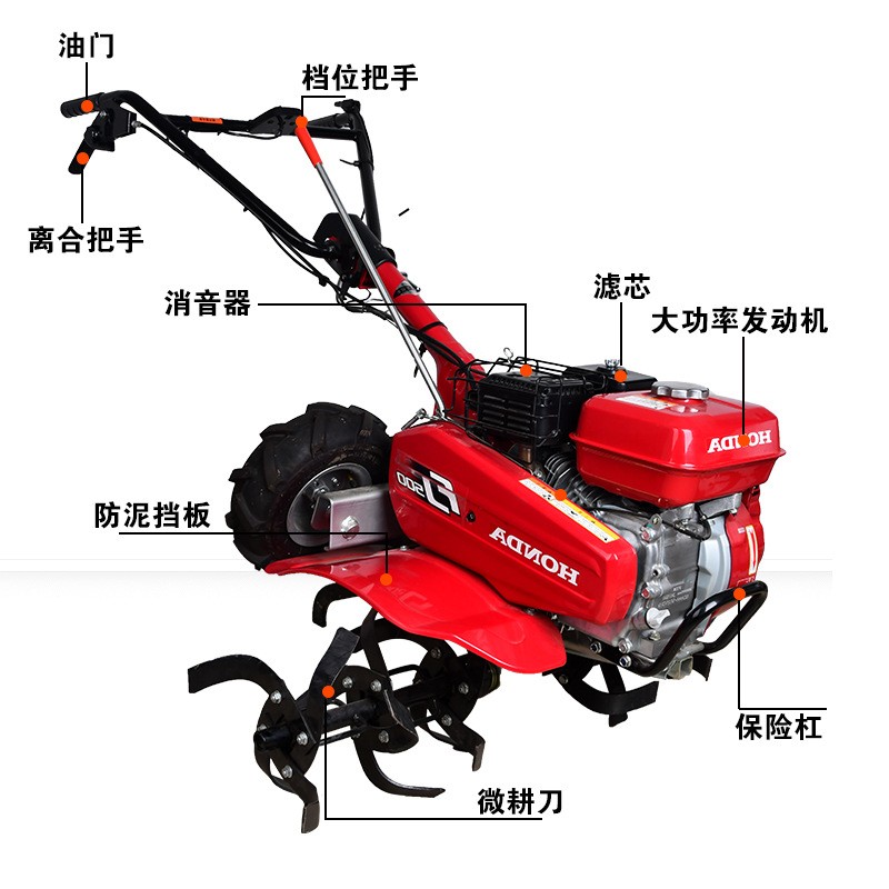 原装FJ500微耕机四冲程汽油机旋耕机翻土松土除草开沟耕作机图5