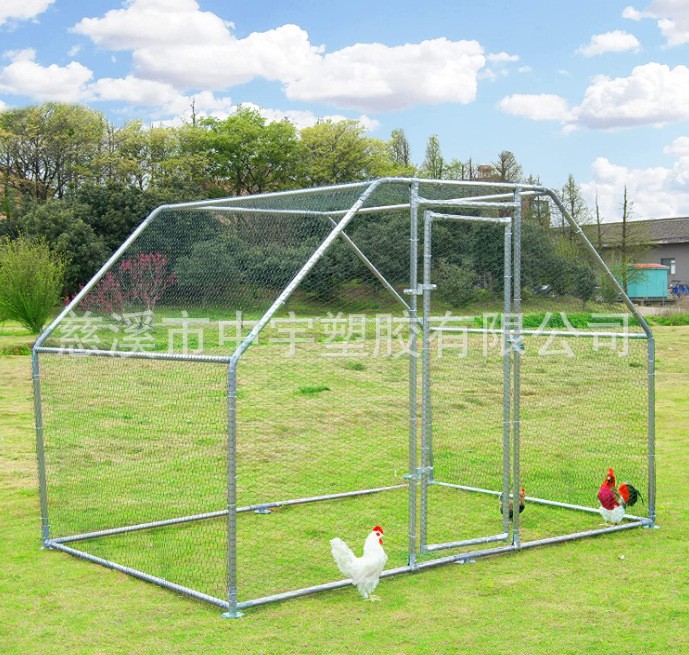 户外大型狗笼鸡笼兔笼尖顶平顶镀锌管可折叠铁丝兽笼宠物笼批发图1