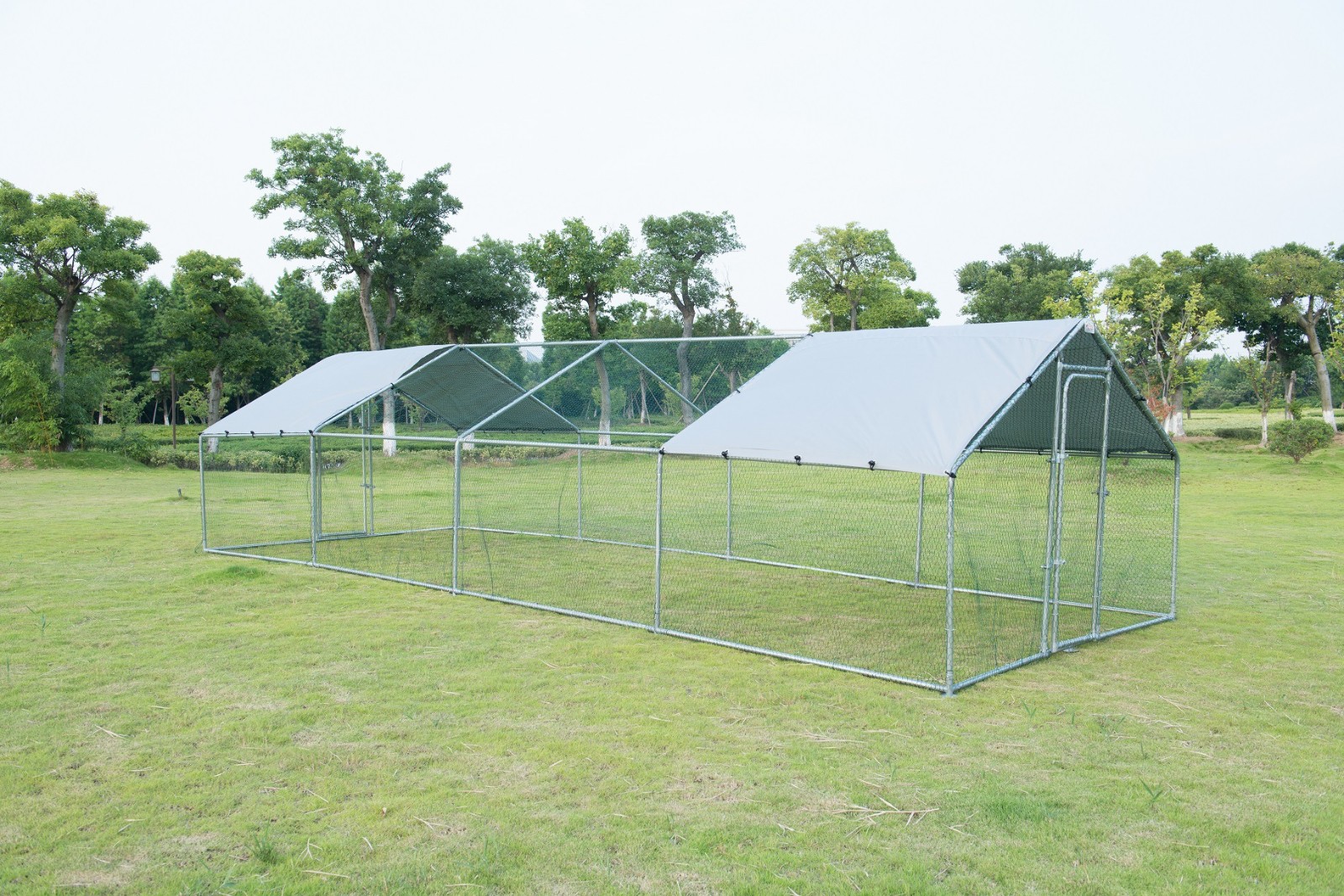 户外大型狗笼鸡笼兔笼尖顶平顶镀锌管可折叠铁丝兽笼宠物笼批发图5