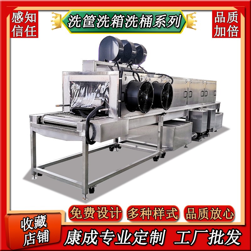 一站供应生鲜肉食塑料箱清洗机 喷淋式催芽箱清洗机设备 康成直销图1