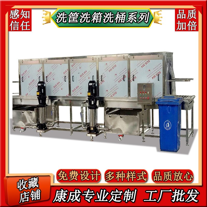 一站供应生鲜肉食塑料箱清洗机 喷淋式催芽箱清洗机设备 康成直销图2