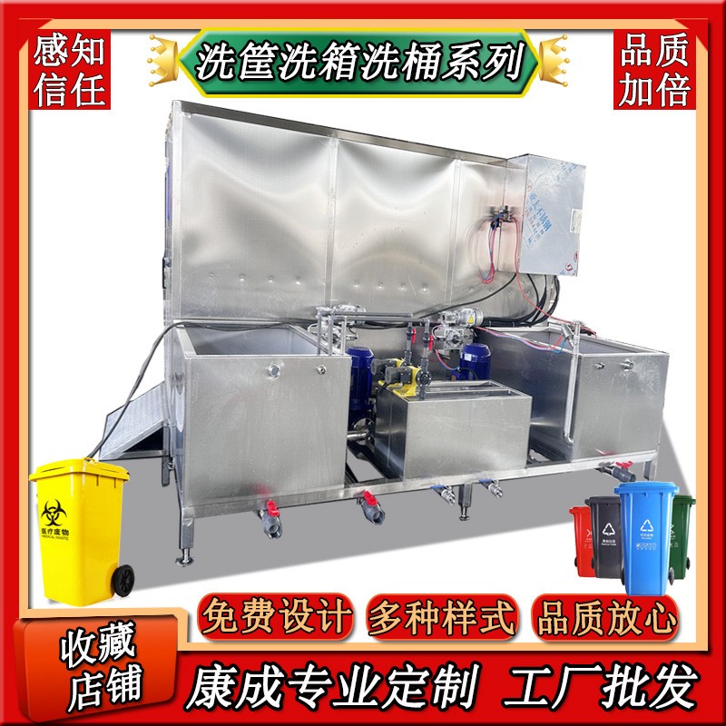 热销 高压周转箱清洗机 不锈钢304洗箱洗筐机 隧道式垃圾桶清洗机图3
