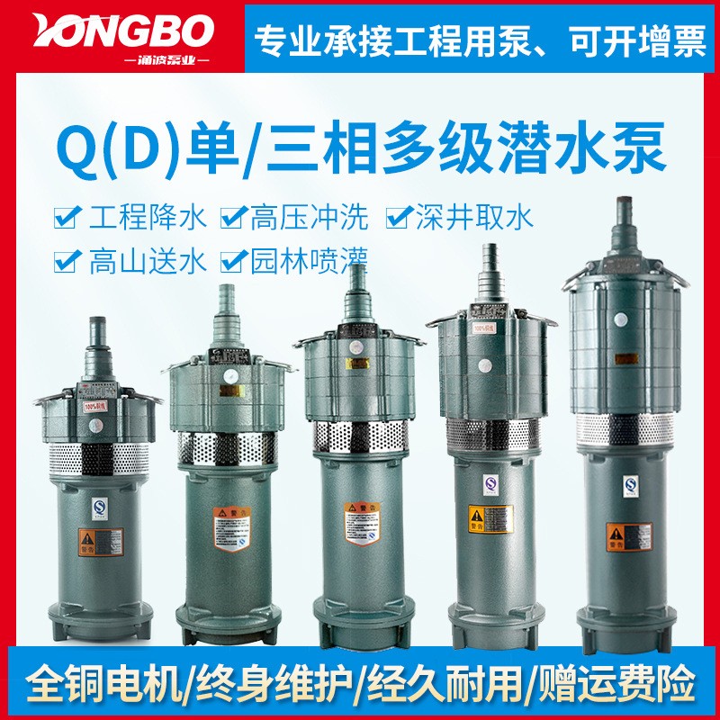 QD多级潜水泵高扬程220v抽水泵农用灌溉高压小老鼠水泵380v降水
