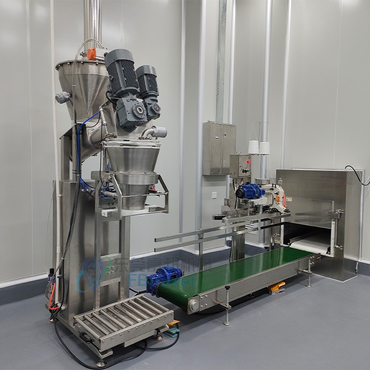 粉末包装机 食用粉体大袋半自动打包机 10-25KG计量包装称生产线图4