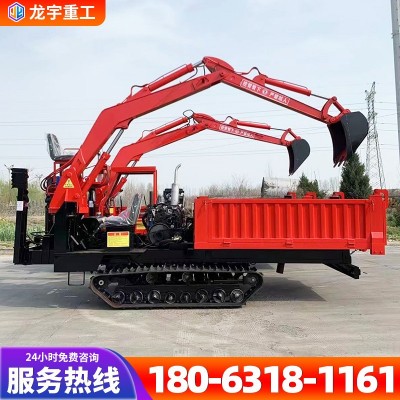 山区沼泽用橡胶履带四不像随车挖 6吨多功能全地形自卸履带运输车