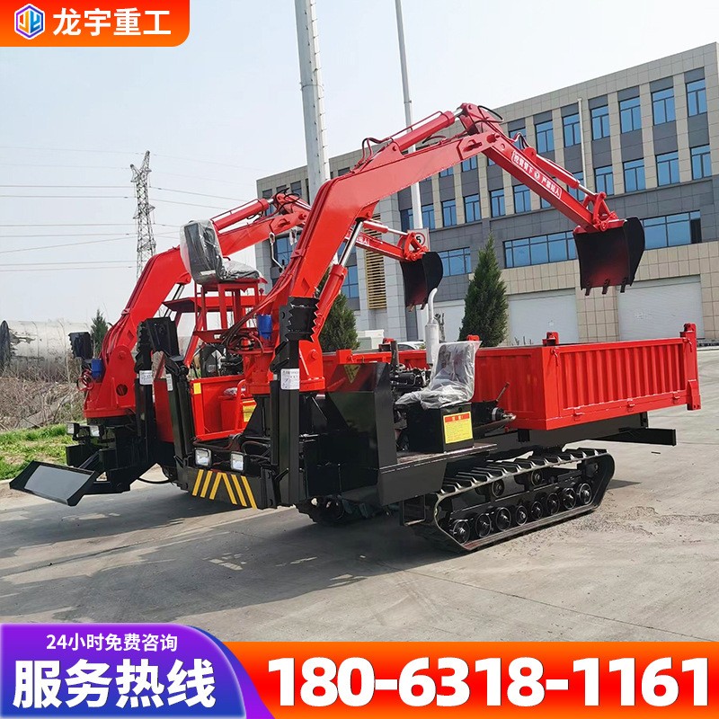 山区沼泽用橡胶履带四不像随车挖 6吨多功能全地形自卸履带运输车图2