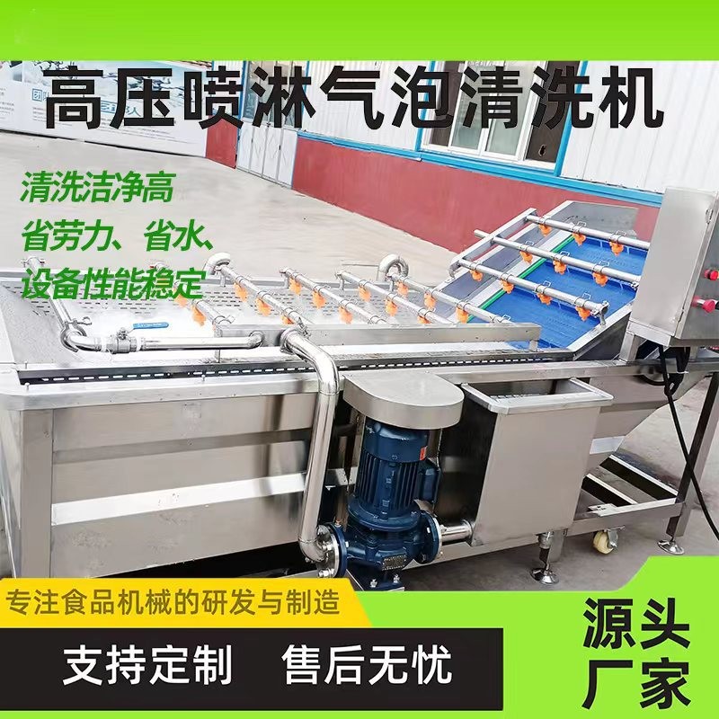 不锈钢油菜喷淋清洗线 供应香梨气泡清洗流水线 肉类清洗机设备图3