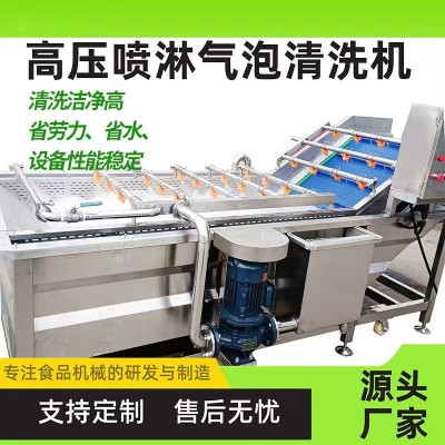 不锈钢油菜喷淋清洗线 供应香梨气泡清洗流水线 肉类清洗机设备