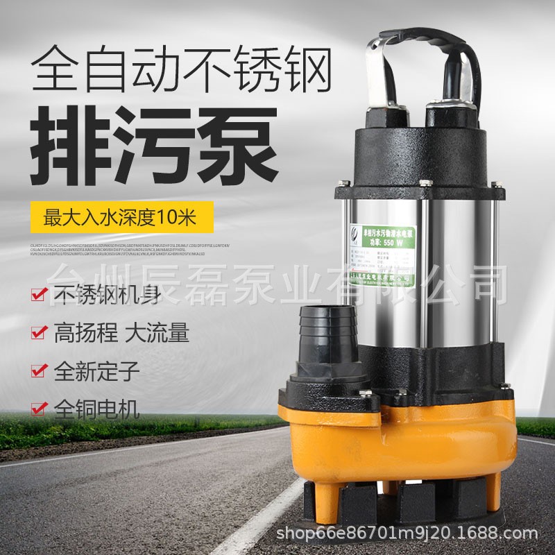 不锈钢自动污水泵工程排污家用220V小型泥浆农用浮球控制潜水电泵图3