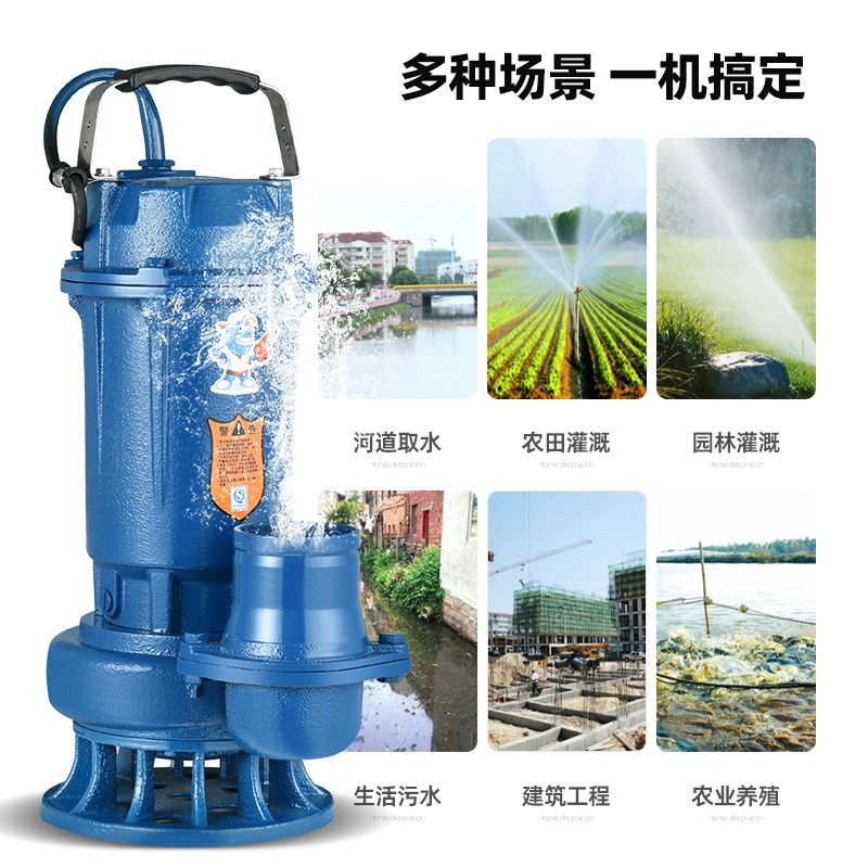 单相污水泵工程铜芯排污泵家用220V大功率大流量泥浆农用潜水电泵图4