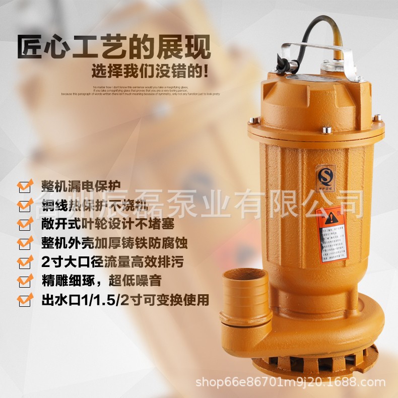 污水泵家用小型220v抽水机化粪池排污淤泥三相抽粪鱼塘吸粪潜水泵图5