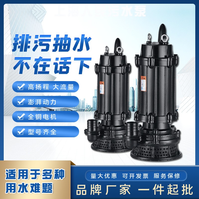 人民泵业WQX工程排污泵无堵塞排污泵潜水污水泵建筑排污泵泥浆泵图3