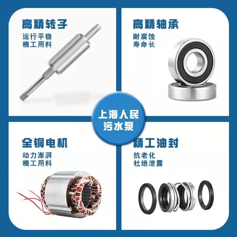 人民泵业WQX工程排污泵无堵塞排污泵潜水污水泵建筑排污泵泥浆泵图4