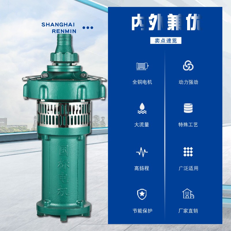 人民QY潜水电泵 三相充油式园林排灌大流量油浸泵高扬程农用泵图4
