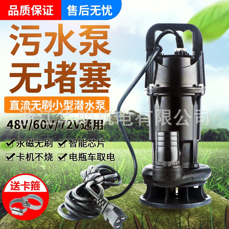 电瓶车直流无刷污水泵48V-72V电动车抽水机 高扬程潜水泵浇花浇菜图3