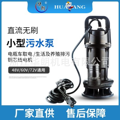 电瓶车直流无刷污水泵48V-72V电动车抽水机 高扬程潜水泵浇花浇菜