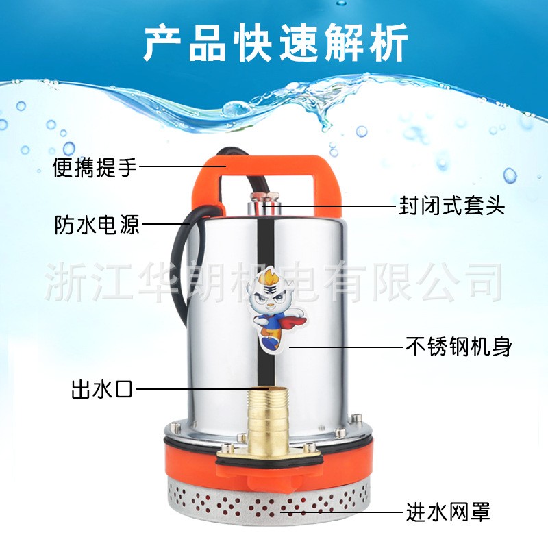 直流潜水泵12v24v48v60v72v电瓶车水泵太阳能农田抽水机浇花浇菜图4
