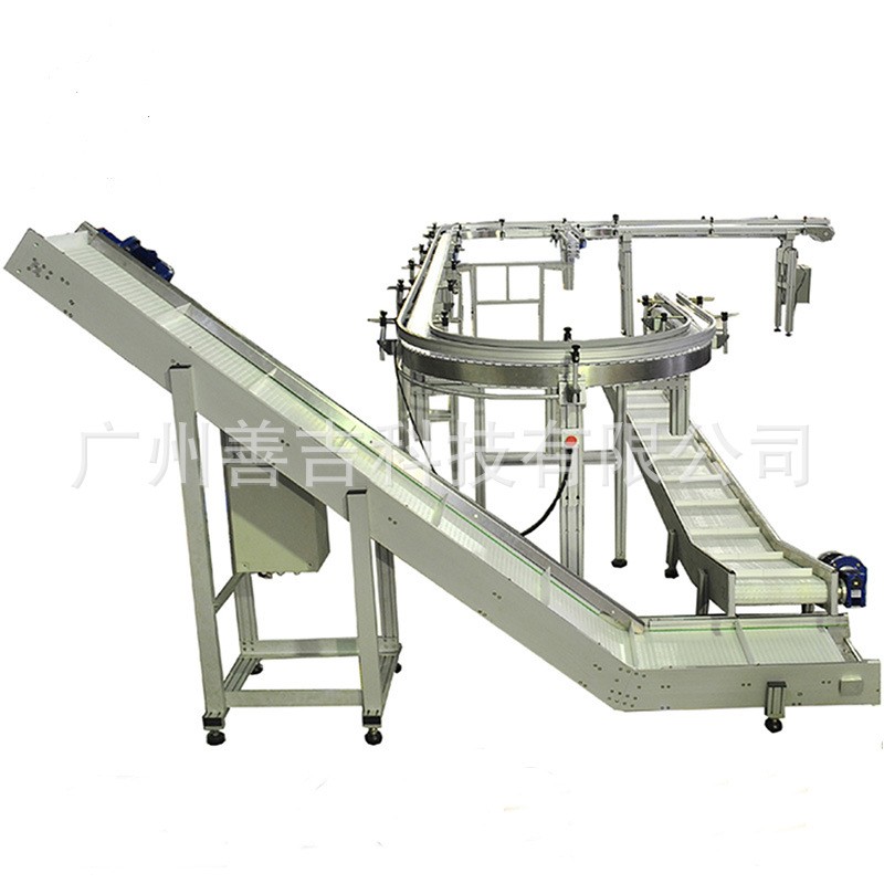 厂家销售输送设备塑料网链不锈钢机架带挡板爬坡机直线爬坡提升机图4