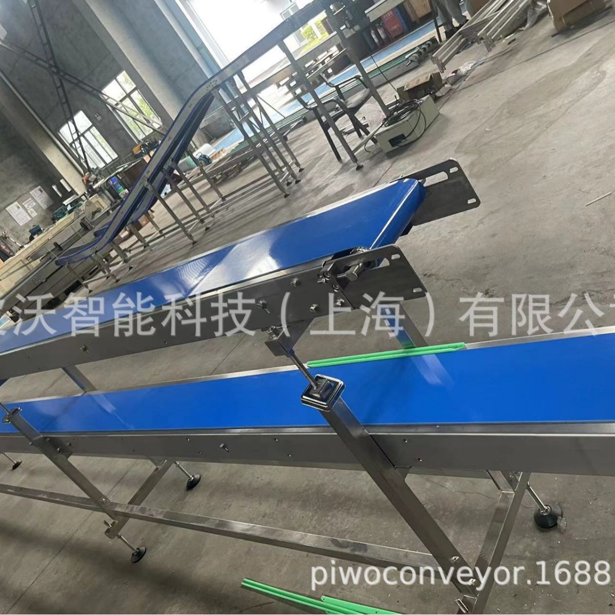 双层蓝色/绿色皮带输送机 食品式自动化分拣传送带 平型输送线图4
