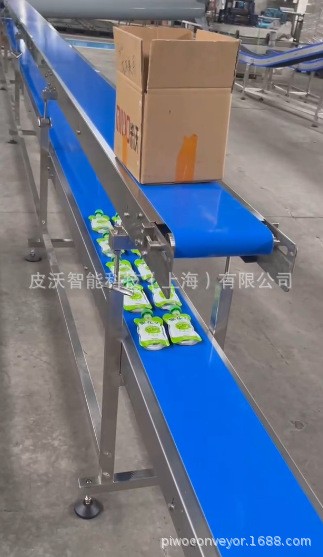 双层蓝色/绿色皮带输送机 食品式自动化分拣传送带 平型输送线