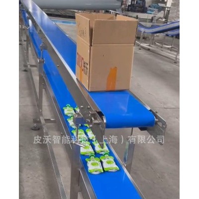 双层蓝色/绿色皮带输送机 食品式自动化分拣传送带 平型输送线