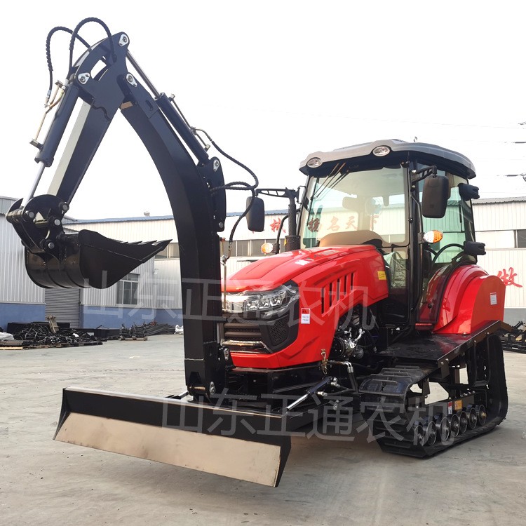 100马力履带拖拉机带挖机农用旋耕机耕地拖拉机大型开沟机果园图2