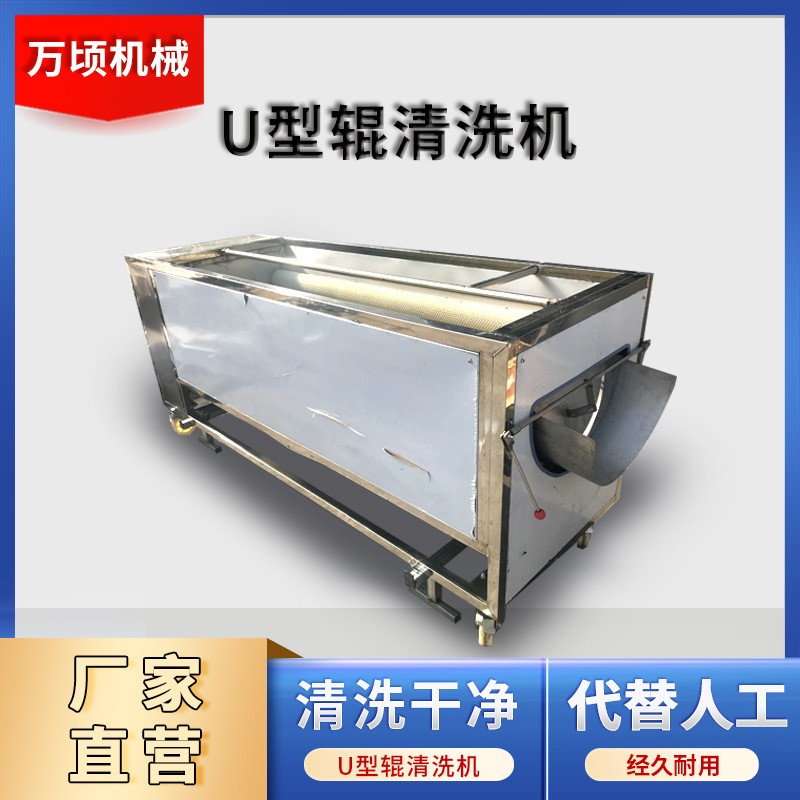 大型U型辊清洗机 不锈钢红枣干洗机 全自动辊刷清洗机图2