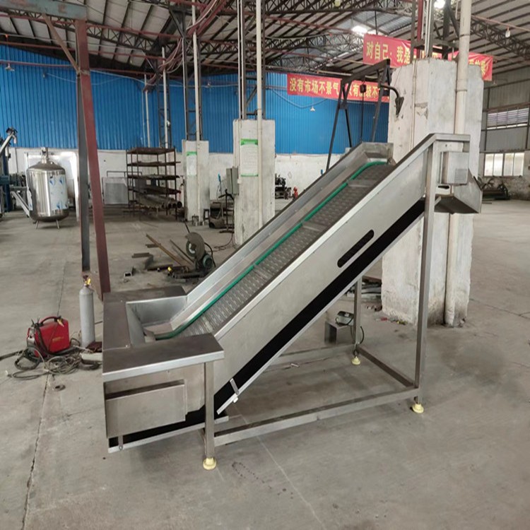 清洗线速冻线链板输送机移动式不锈钢链板式提升机沥水脱水链板机图3