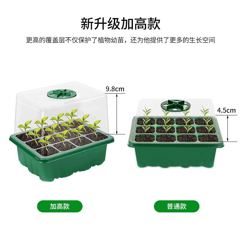 育苗盒6孔/12孔加高款带盖三件套育苗盆多肉蔬菜盆栽育种盆育苗箱图3