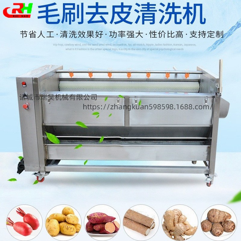 果蔬毛辊清洗机瑞昊厂供土豆毛辊清洗机商用红薯大姜毛辊清洗机