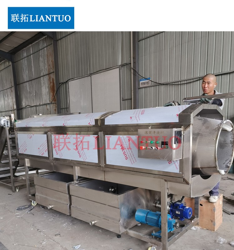 全自动中药材滚筒清洗机洗袋机滚筒洗鱼机大姜山药红枣清洗设备图2