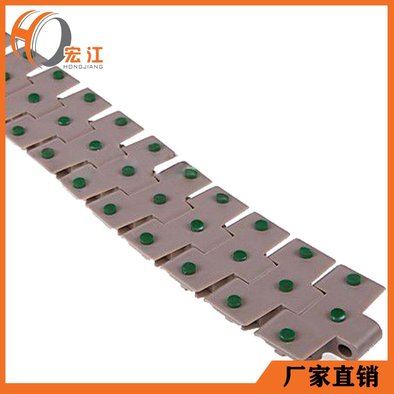 厂家直销输送机链板880平顶带点胶弯链胶粒防滑带带翼八脚传动链图4