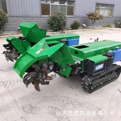 履带式果园微耕除草机自走式35马力开沟犁地机全自动省人工松土机