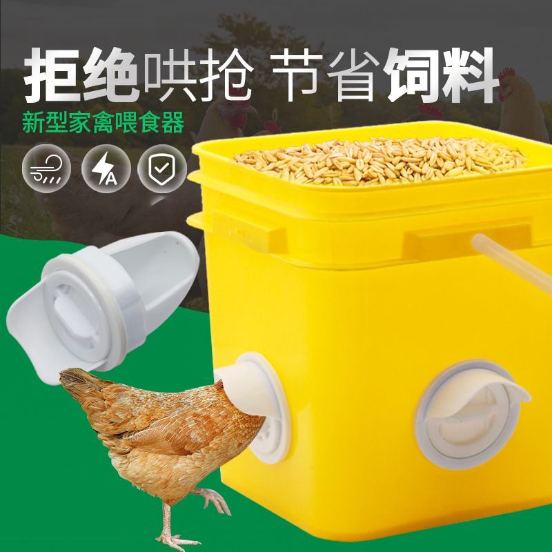 鸡用喂料器家禽自动喂食器鸡料筒鸡用饲料桶鸡用喂料桶禽类喂料口图4