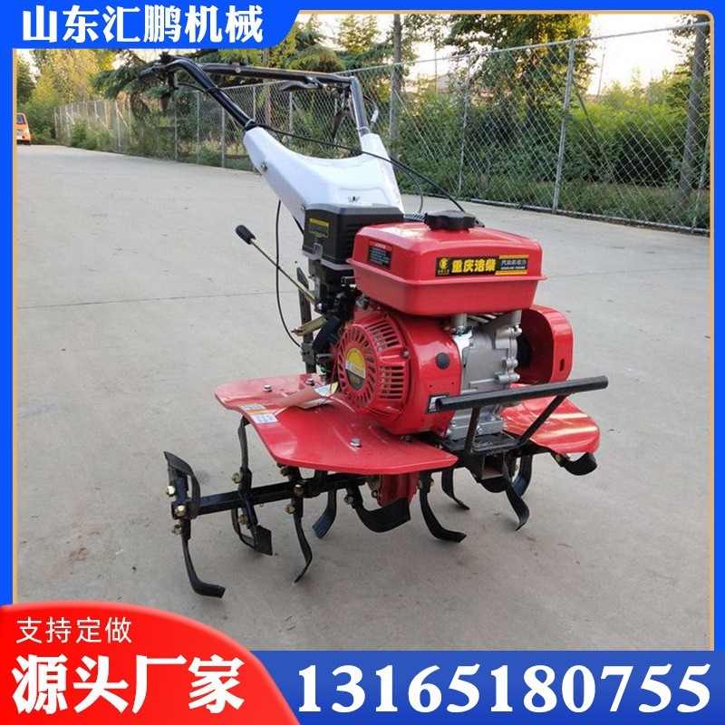 手推式小型松土机 170两驱多功能微耕机 汽油旋耕机双链条