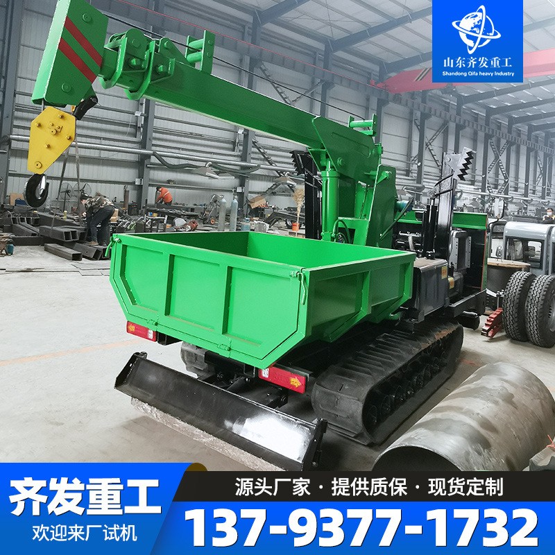 3吨小型履带随车吊全地形钢制履带自备吊随车起重自卸车箱运输车图4