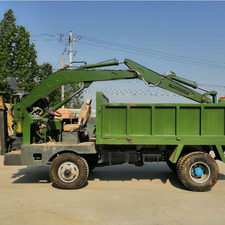 农用矿用自卸随车挖 四不像随车挖机视频 山东济宁挖土运输两用车